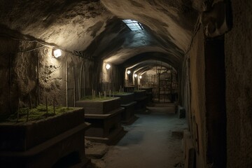 Fototapeta na wymiar underground cemetery. Generative AI