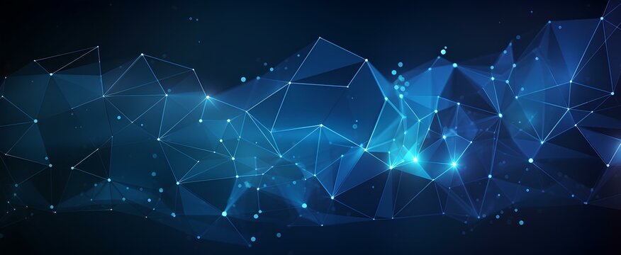 Abstract polygonal blue background with connecting dots and lines. structure, futuristic background. generative AI