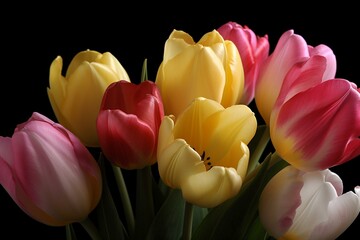 tulips in yellow and pink. Generative AI