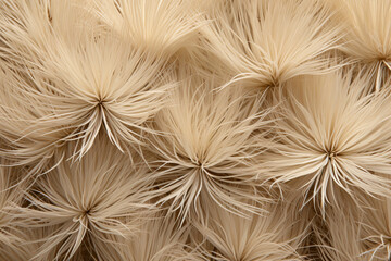 Closeup material texture of floral seed, spores in off white