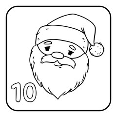 Xmas coloring advent calendar. Hand drawn illustration of Santa