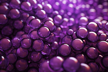Purple spherical orb material texture, closeup in suspension 