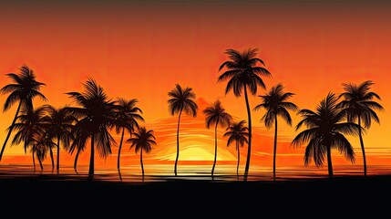 Fototapeta na wymiar Sunset Palm Trees