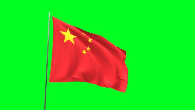 Flag of China on green background, Flag looping video