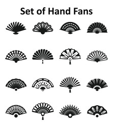 Icon set of hand fans