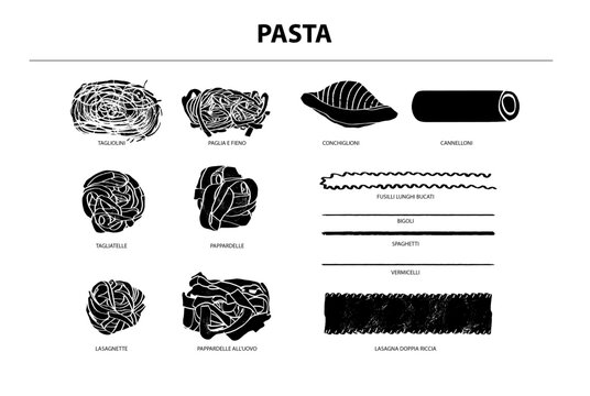 Beautiful vector hand drawn pasta Illustration. Detailed retro style image. Vintage sketch element for labels, packaging and cards design. Modern background.
