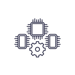 microchip production line icon on white