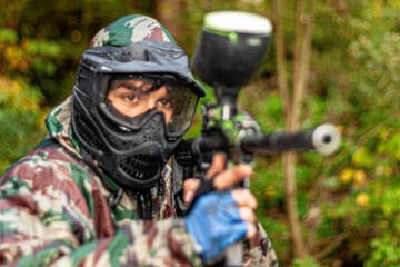 paintball player ready for battle