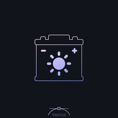storing solar energy icon with a battery, vector