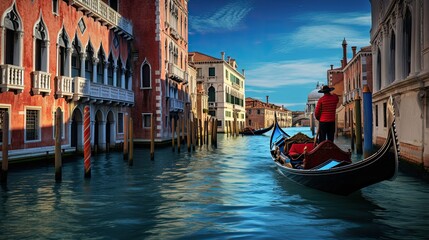 Obraz premium Gondola Ride Through Venice's Waters