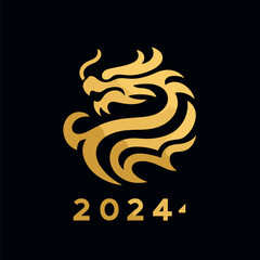 Chinese dragon symbol illustration Combining the numbers 2024 for the New Year festival 2024 - Vector