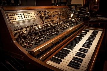 Fototapeta na wymiar old-fashioned music synthesizer. Generative AI