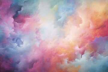 Rainbow colored clouds forming a celestial symphony, resulting in a serene and transcendent wallpaper. Generative AI