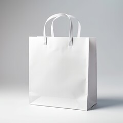 Fresh white shopping bags on a table