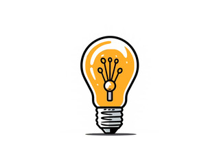 Doodle Innovation bulb, cartoon sticker, sketch, vector, Illustration, minimalistic