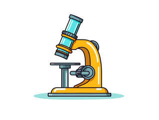 Doodle Beaker with a microscope, cartoon sticker, sketch, vector, Illustration, minimalistic