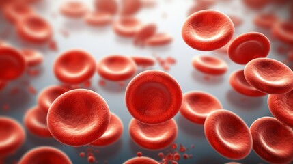 Red blood cells under microscope, scientific illustration, Blood Clot or thrombus blocking the red blood cells stream within an artery.red blood cells circulating in the blood vessels