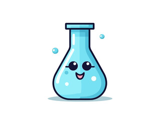 Doodle Beaker with flask, cartoon sticker, sketch, vector, Illustration, minimalistic