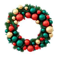 Fototapeta na wymiar Christmas wreath with new year colorful balls icon