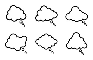 Speech bubble icon set. text, comic, cartoon, message, sound, chat, communication, discussion, expression, icons. Black line icon collection. Vector illustration