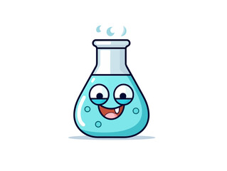 Doodle Beaker with flask, cartoon sticker, sketch, vector, Illustration, minimalistic