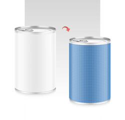 Hight realistic can with easy-open lid mockup. Vector illustration isolated on white background. Easy to use for presentation your product, idea, design. EPS10.