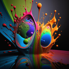 Splashes of multi-colored paint, drops of paint, drips of paint, for collage, macro. Background.