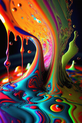 Fototapeta premium Splashes of multi-colored paint, drops of paint, drips of paint, for collage, macro. Background.