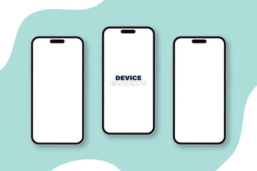 3D realistic high quality smartphone mockup with isolated background. Smart phone mockup banner or poster design. Device front view. 3D mobile phone with shadow on light skyblue background vector file