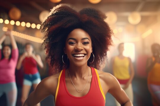 Afro-American Woman Smiling and Posing for the Camera. Fictional characters created by Generated AI.