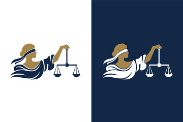 lady justice theme logo vector design with related to the attorney of law and justice. eps format. She bring balance of scales. help people to make happiness.