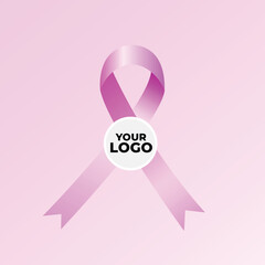 Pink ribbon on light background with logo placement