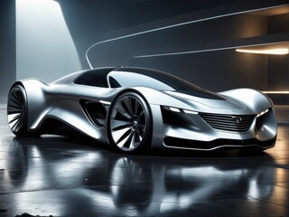 Electric luxury concept car with futuristic supersonic aerodynamic design