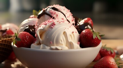 Chocolate vanilla and strawberry Ice cream