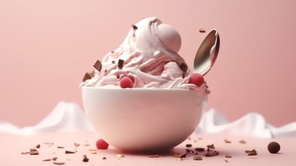 Obraz na płótnie Canvas Neapoltian Ice cream in a bowl with a spoon