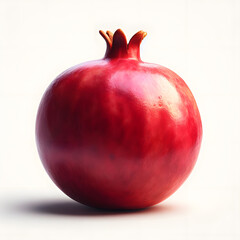 Pomegranate fruit with green leaves isolated on white background