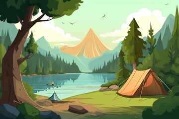 background depicting a scene of camping. Generative AI