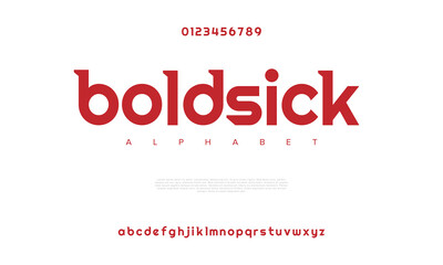 Fototapeta na wymiar Boldsick creative modern urban alphabet font. Digital abstract moslem, futuristic, fashion, sport, minimal technology typography. Simple numeric vector illustration