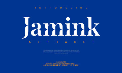 Jamink creative modern urban alphabet font. Digital abstract moslem, futuristic, fashion, sport, minimal technology typography. Simple numeric vector illustration