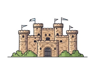 Doodle Fort Toulouse, cartoon sticker, sketch, vector, Illustration, minimalistic