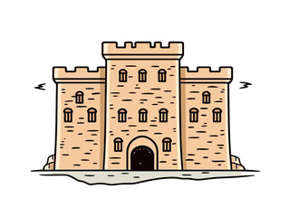 Doodle Fort Toulouse, cartoon sticker, sketch, vector, Illustration, minimalistic