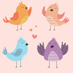 Vector set of colorful birds