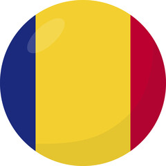 Fototapeta premium Chad flag circle 3D cartoon style.