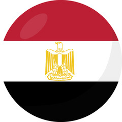 Egypt flag circle 3D cartoon style.