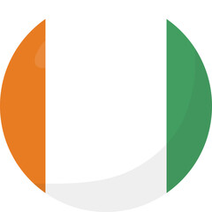 Cote d Ivoire flag circle 3D cartoon style.