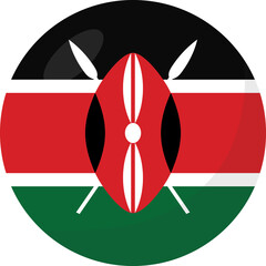 Kenya flag circle 3D cartoon style.