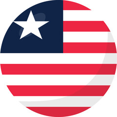 Liberia flag circle 3D cartoon style.