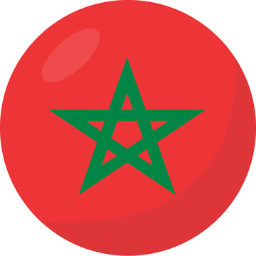 Morocco flag circle 3D cartoon style.