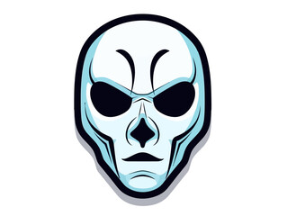 Doodle Phantom Mask, cartoon sticker, sketch, vector, Illustration, minimalistic