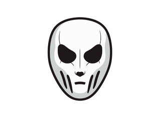 Doodle Phantom Mask, cartoon sticker, sketch, vector, Illustration, minimalistic